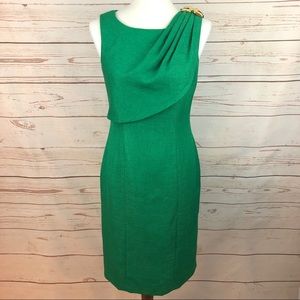 Kay Unger Green Draped Gold Embellished Dress
